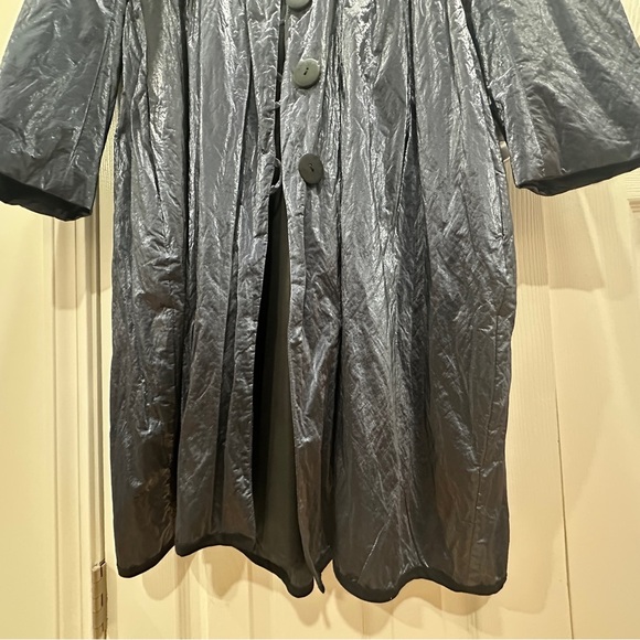 Mara Gibbucci Chic Metallic Blue Trench Coat - Picture 6 of 10